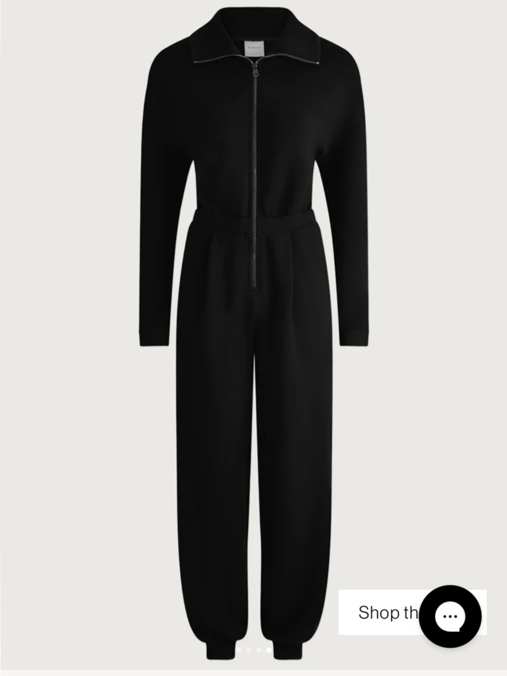 Varley Black Zip-Front Long-Sleeve Jumpsuit